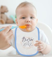 BK Kids Born To 2022 Tasarımlı Mavi Bebek Body Zıbın ve Mama Önlüğü Hediye Seti-1
