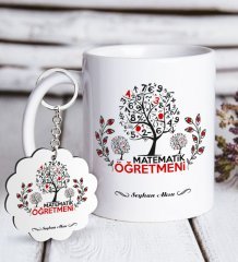 Kişiye Özel Matematik Öğretmeni Beyaz Kupa ve Anahtarlık Hediye Seti-13