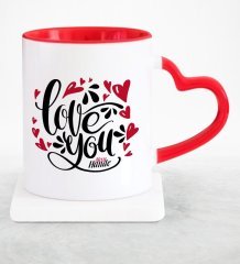 Kişiye Özel Seni Seviyorum Kırmızı Kalpli Kupa Bardak - 4