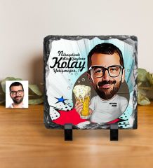 Kişiye Özel Şerefe Karikatürlü Dekoratif Doğal Taş - 1