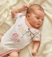 BK Kids Kişiye Özel İsimli Pembe Bebek Body Zıbın ve Kız Bebek İğnesi Hediye Seti-4