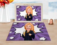 Kişiye Özel Kadın Hakim Karikatürlü 1000 Parça Profesyonel Puzzle-1