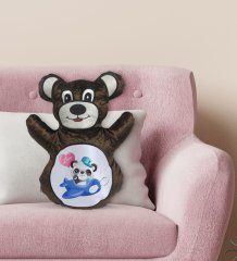 BK Gift Sevimli Panda Tasarımlı Kahverengi Ayıcık Yastık-4