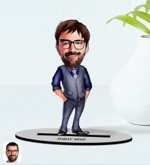 Kişiye Özel Baba Karikatürlü Ahşap Biblo Model-2