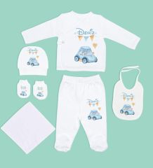 BK Kids Kişiye Özel Hastane Çıkışı, Bebek Kıyafeti, Yeni Doğan Bebek Hediyesi, 6 Parça Beyaz Bebek Elbise Giyim Seti-28