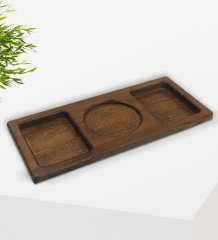 BK Gift Doğal Masif Ahşap Dikdörtgen Sunum Tabağı Çerezlik