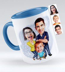 Kişiye Özel Aile Karikatür Kupa Bardak - 1