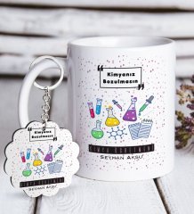 Kişiye Özel Kimya Öğretmeni Beyaz Kupa ve Anahtarlık Hediye Seti-4