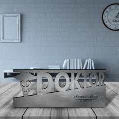 Kişiye Özel Mesleki Doktor Ahşap Masa İsimliği (Model E16)