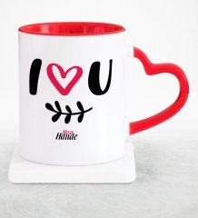Kişiye Özel Seni Seviyorum Kırmızı Kalpli Kupa Bardak - 3