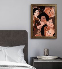 BK Gift Yatak Odası Konseptli Doğal Masif Ahşap Çerçeveli Tablo 45x65cm-115