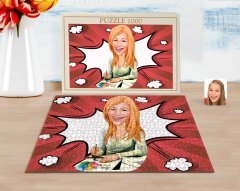 Kişiye Özel Kadın Grafik Tasarımcı Karikatürlü 1000 Parça Profesyonel Puzzle-1