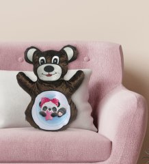 BK Gift Sevimli Panda Tasarımlı Kahverengi Ayıcık Yastık-3