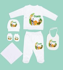 BK Kids Kişiye Özel Hastane Çıkışı, Bebek Kıyafeti, Yeni Doğan Bebek Hediyesi, 6 Parça Beyaz Bebek Elbise Giyim Seti-27