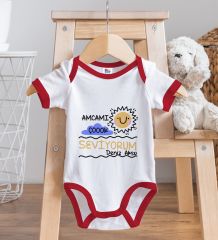 BK Kids Kişiye Özel Amcamı Çok Seviyorum Tasarımlı Kırmızı Bebek Body Zıbın-1