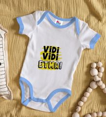 BK Kids Vidi Vidi Etma Tasarımlı Mavi Bebek Body Zıbın-1