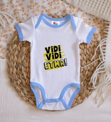 BK Kids Vidi Vidi Etma Tasarımlı Mavi Bebek Body Zıbın-1