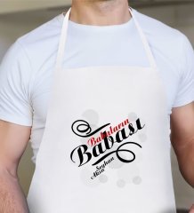 Kişiye Özel Babaların Babası Tasarımlı Beyaz Mutfak Önlüğü-1