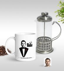 Kişiye Özel Godfather Baba Silüet Tasarımlı Kupa & French Press Seti-6