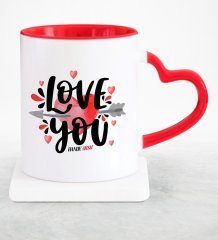 Kişiye Özel Seni Seviyorum Kırmızı Kalpli Kupa Bardak - 2