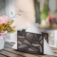 Kişiye Özel Yaprak Tasarımlı Ahşap Peçetelik - 4