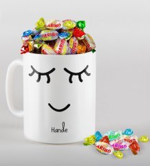Kişiye Özel Sevgililer Günü Beyaz Kupa ve Haribo Şeker Hediye Seti-102