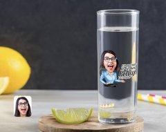 Kişiye Özel Renkli Baskılı Kadın Kolay Yetişmiyor Karikatürlü Vodka Bardağı-2