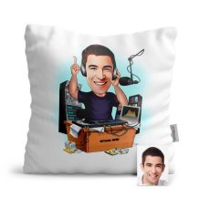Kişiye Özel Bay Radyocu Karikatür Saten Yastık - 1