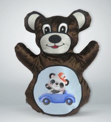 BK Gift Sevimli Panda Tasarımlı Kahverengi Ayıcık Yastık-2