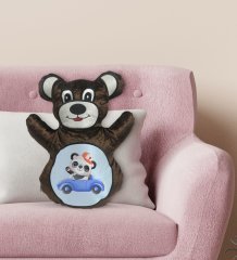 BK Gift Sevimli Panda Tasarımlı Kahverengi Ayıcık Yastık-2