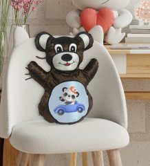 BK Gift Sevimli Panda Tasarımlı Kahverengi Ayıcık Yastık-2