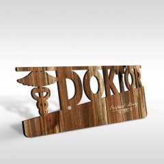 Kişiye Özel Mesleki Doktor Ahşap Masa İsimliği (Model E14)