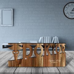 Kişiye Özel Mesleki Doktor Ahşap Masa İsimliği (Model E14)