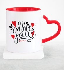 Kişiye Özel Seni Seviyorum Kırmızı Kalpli Kupa Bardak - 1