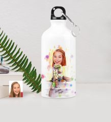 Kişiye Özel Bayan Sonbahar Temalı Karikatürlü Metal Suluk (500 ml.) - 1
