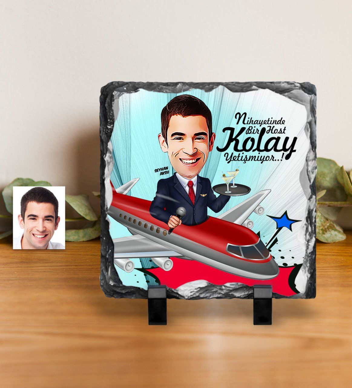 Kişiye Özel Host Karikatürlü Dekoratif Doğal Taş - 1