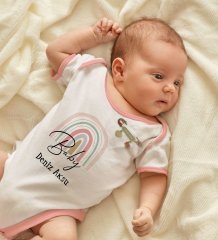 BK Kids Kişiye Özel Baby Tasarımlı Pembe Bebek Body Zıbın ve Kız Bebek İğnesi Hediye Seti-1