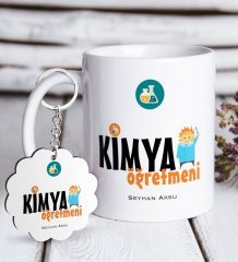 Kişiye Özel Kimya Öğretmeni Beyaz Kupa ve Anahtarlık Hediye Seti-1