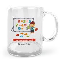 Kişiye Özel Matematik Öğretmeni Cam Kupa Bardak - 5