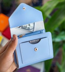 BK Gift Kişiye Özel İsimli Vegan Deri Mini Bebe Mavisi Kadın Cüzdanı, Sevgiliye Hediye, Anneye Hediye, Arkadaşa Hediye