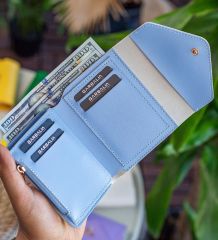 BK Gift Kişiye Özel İsimli Vegan Deri Mini Bebe Mavisi Kadın Cüzdanı, Sevgiliye Hediye, Anneye Hediye, Arkadaşa Hediye