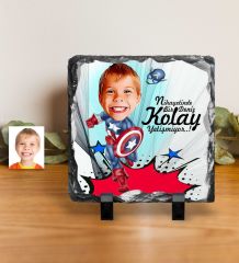 Kişiye Özel Erkek Çocuk Kaptan Amerika Karikatürlü Dekoratif Doğal Taş - 1