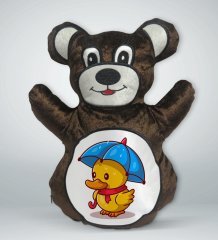 BK Gift Sevimli Ördek Tasarımlı Kahverengi Ayıcık Yastık-1