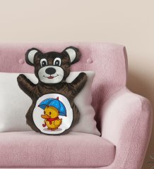 BK Gift Sevimli Ördek Tasarımlı Kahverengi Ayıcık Yastık-1