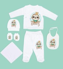 BK Kids Kişiye Özel Hastane Çıkışı, Bebek Kıyafeti, Yeni Doğan Bebek Hediyesi, 6 Parça Beyaz Bebek Elbise Giyim Seti-24