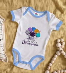 BK Kids Kişiye Özel Mavi Bebek Body Zıbın - Model 192