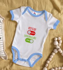 BK Kids Uyku Off Tasarımlı Mavi Bebek Body Zıbın-1