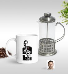 Kişiye Özel Godfather Baba Silüet Tasarımlı Kupa & French Press Seti-2