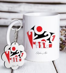 BK Gift Kişiye Özel 2023 Mutlu Yıllar Beyaz Kupa ve Anahtarlık Hediye Seti-13