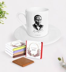 Kişiye Özel Atatürk Temalı Türk Kahvesi Fincanı ve Çikolata Hediye Seti-14